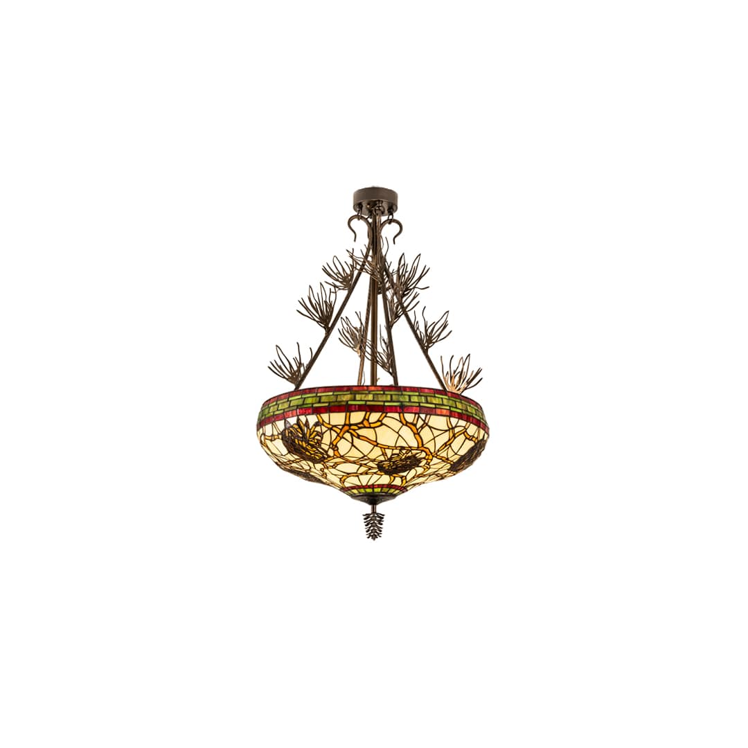 Pinecone 4 Light 40" Tall Semi-Flush Bowl Ceiling Fixture - Antique Copper Finish