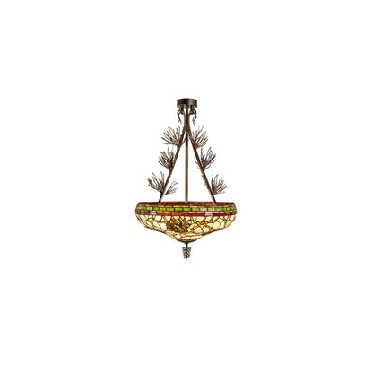 Pinecone 4 Light 40" Tall Semi-Flush Bowl Ceiling Fixture - Antique Copper Finish