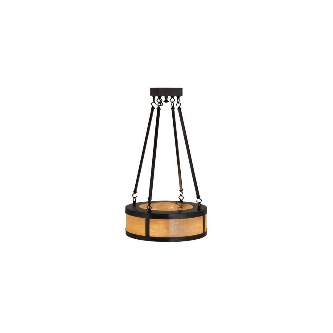 Pomona 4 Light 18" Wide Semi-Flush Drum Ceiling Fixture with Iridized Glass Shade - Craftsman Brown Finish
