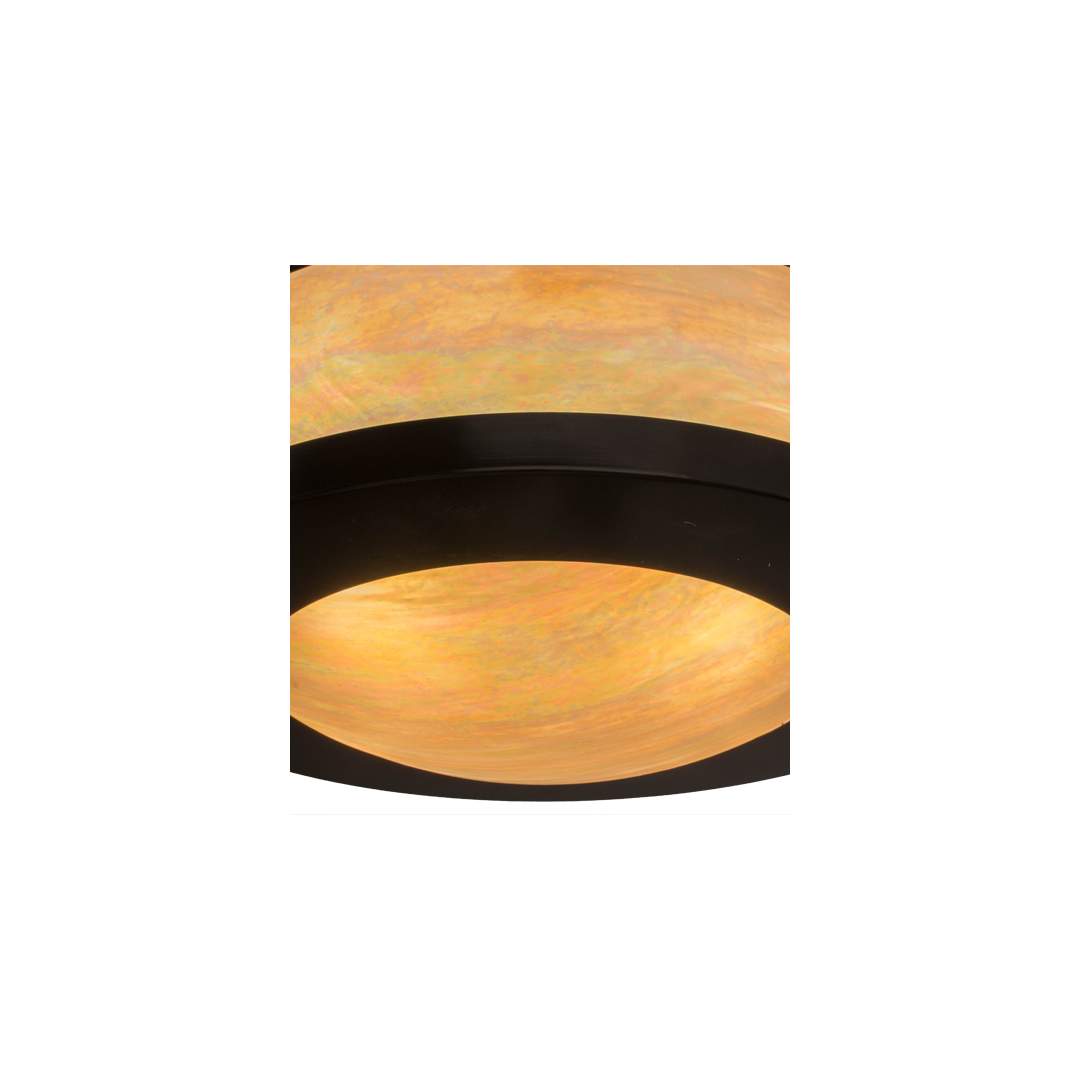 Pomona 4 Light 18" Wide Semi-Flush Drum Ceiling Fixture with Iridized Glass Shade - Craftsman Brown Finish