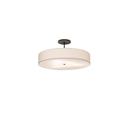 Cilindro 6 Light 42" Wide Semi-Flush Drum Ceiling Fixture with White Shade - Bronze Finish