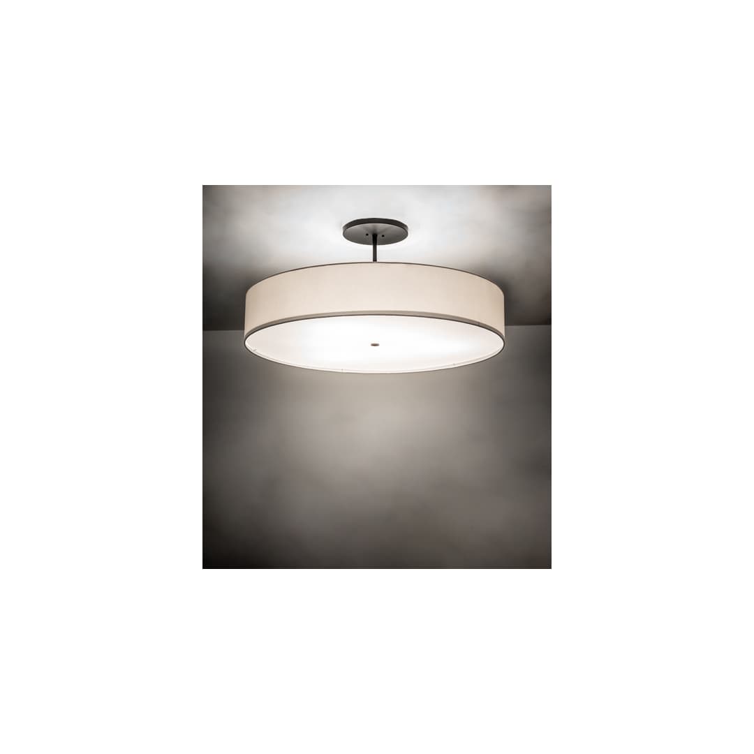 Cilindro 6 Light 42" Wide Semi-Flush Drum Ceiling Fixture with White Shade - Bronze Finish
