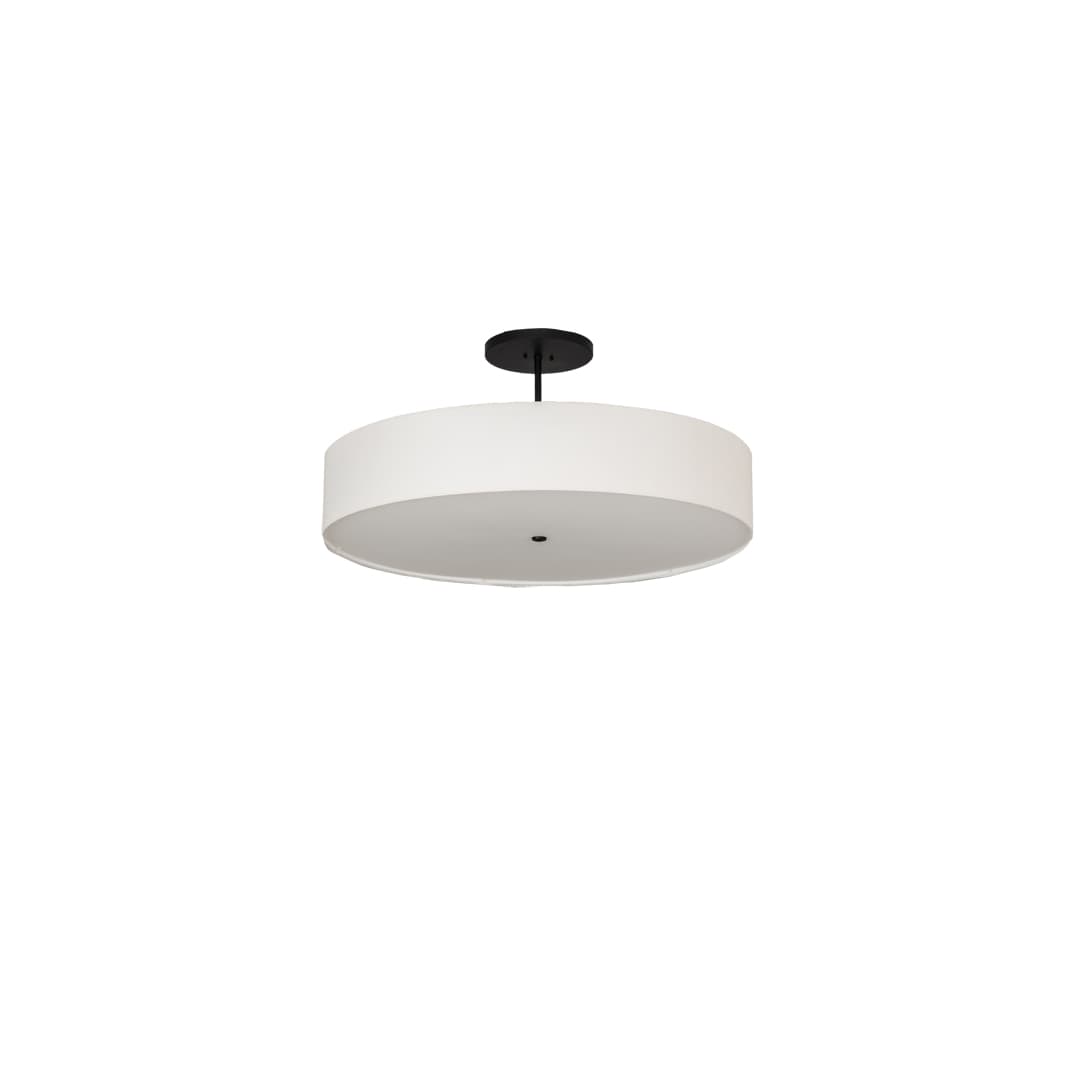 Cilindro 6 Light 42" Wide Semi-Flush Drum Ceiling Fixture with White Shade - Bronze Finish