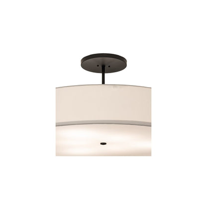 Cilindro 6 Light 42" Wide Semi-Flush Drum Ceiling Fixture with White Shade - Bronze Finish