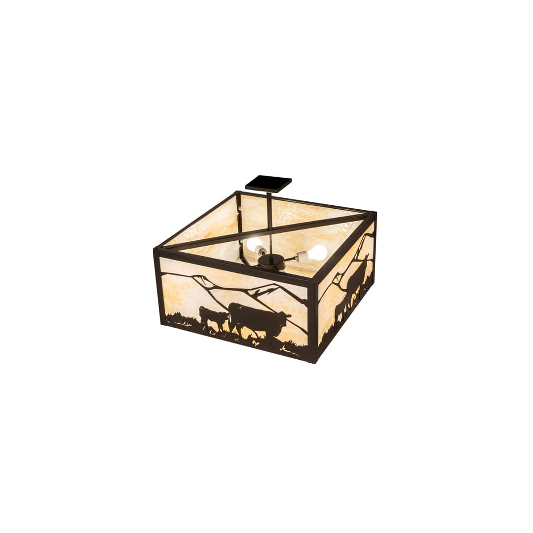 Calf and Cow 4 Light 34" Wide Semi-Flush Square Ceiling Fixture