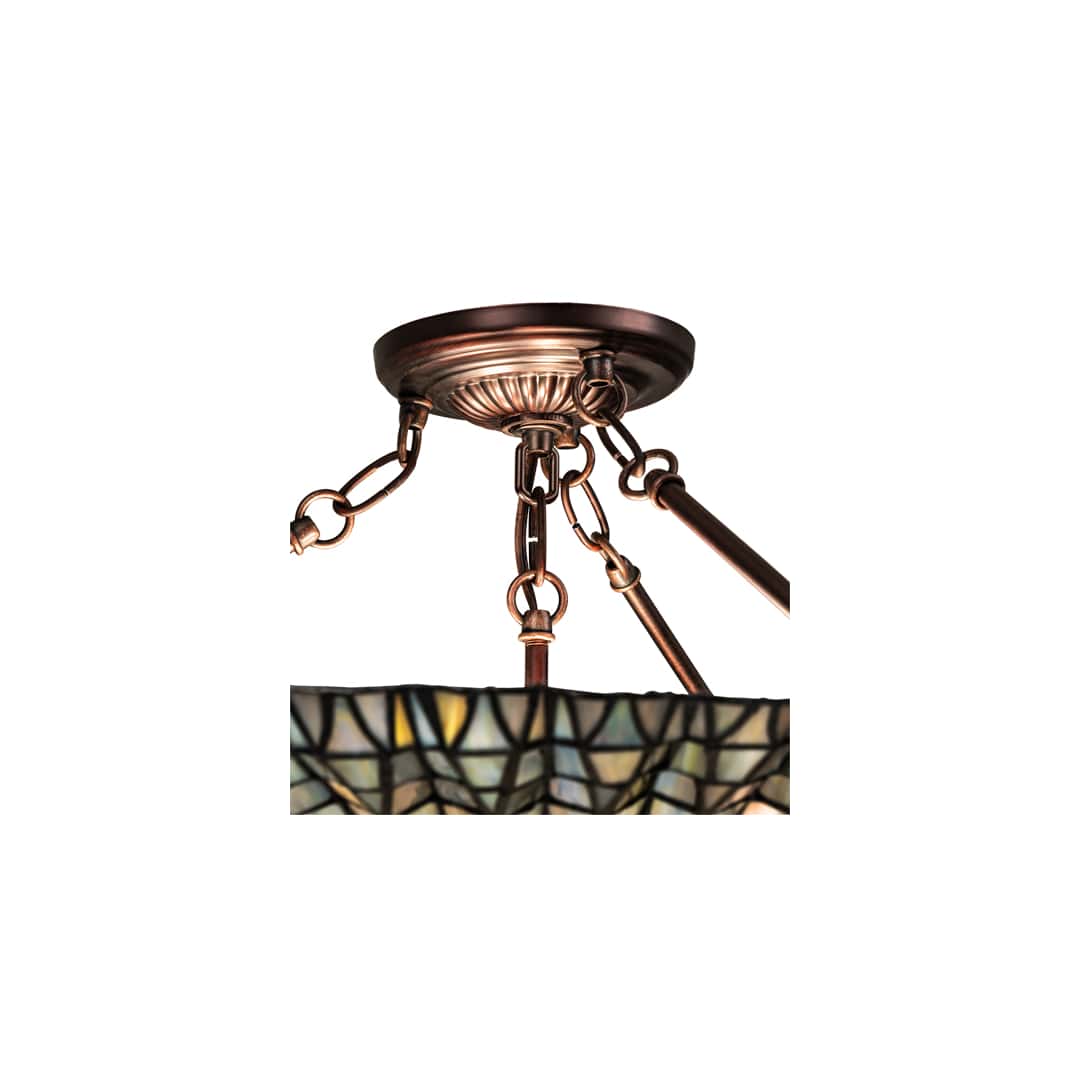 Tiffany Lotus Leaf 3 Light 25" Wide Semi-Flush Bowl Ceiling Fixture