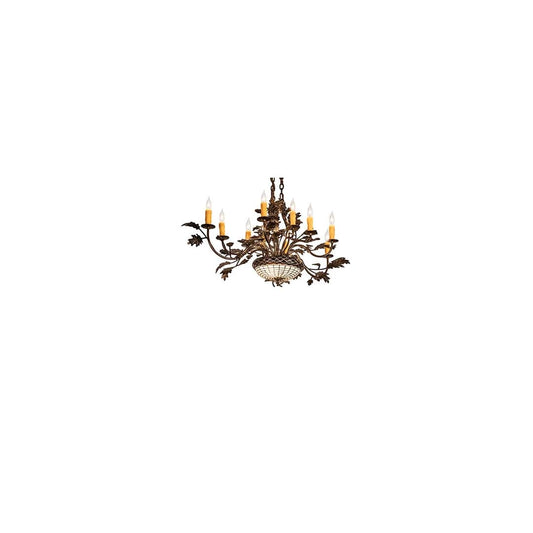 Long Greenbriar Oak 10 Light 24" Wide Taper Candle Style Chandelier