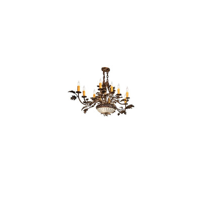 Long Greenbriar Oak 10 Light 24" Wide Taper Candle Style Chandelier
