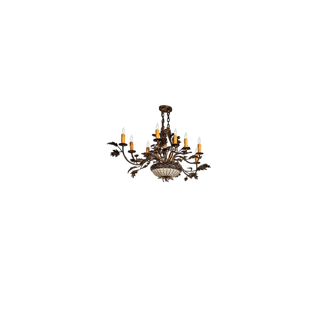 Long Greenbriar Oak 10 Light 24" Wide Taper Candle Style Chandelier