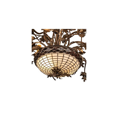 Long Greenbriar Oak 10 Light 24" Wide Taper Candle Style Chandelier