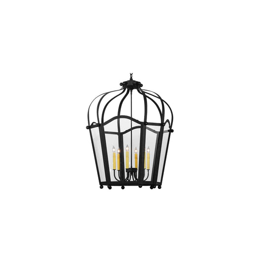 6 Light 33" Wide Taper Candle Pendant