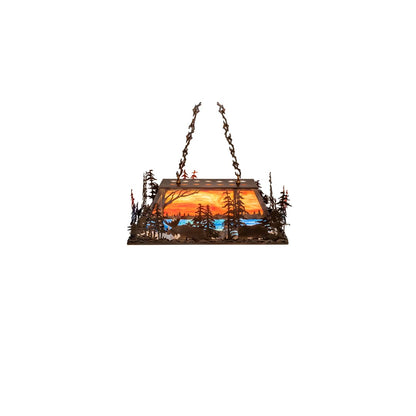 6 Light 36" Wide Abstract Linear Pendant