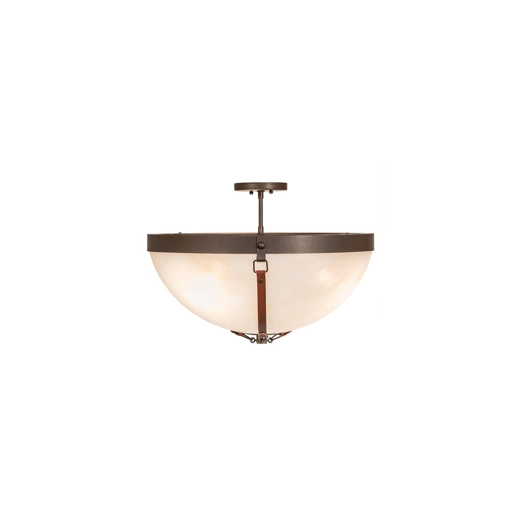 Saddle Strap 3 Light 22" Wide Semi-Flush Bowl Ceiling Fixture