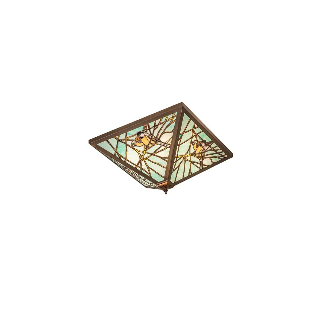 Backyard Friends 4 Light 12-1/2" Tall Semi-Flush Ceiling Fixture - Antique Copper Finish