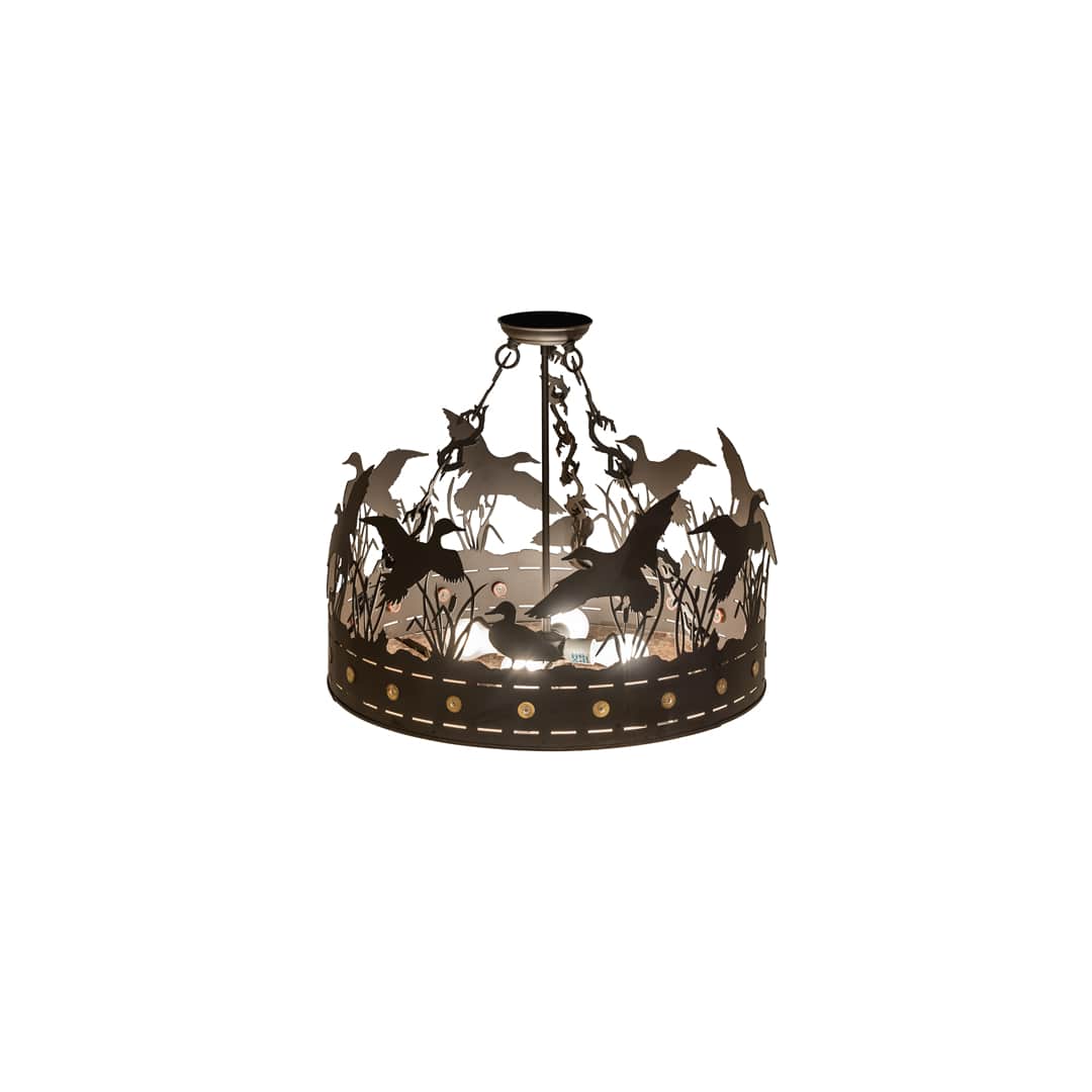 Ducks in Flight 4 Light 24" Wide Semi-Flush Drum Ceiling Fixture - Oil Rubbed Bronze Finish