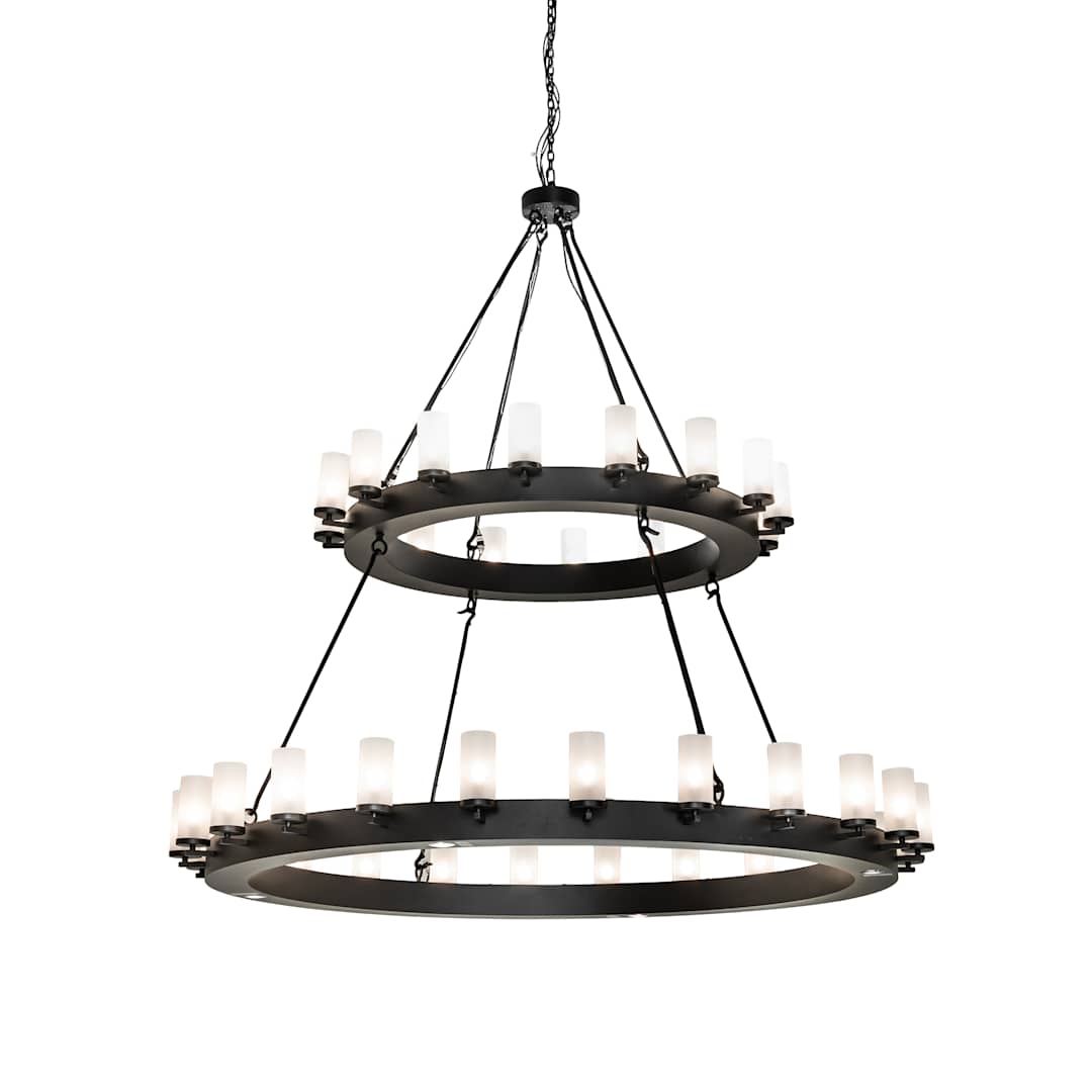 Noziroh 40 Light 72" Wide Pillar Candle Ring Chandelier with Frosted, Seedy Glass Shades