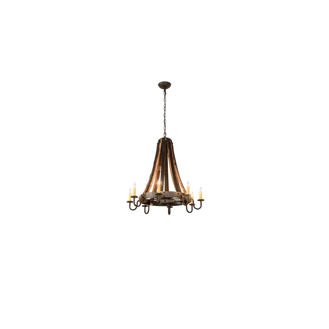 Barrel Stave 8 Light 27" Wide Taper Candle Style Chandelier