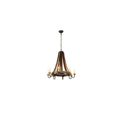Barrel Stave 8 Light 27" Wide Taper Candle Style Chandelier