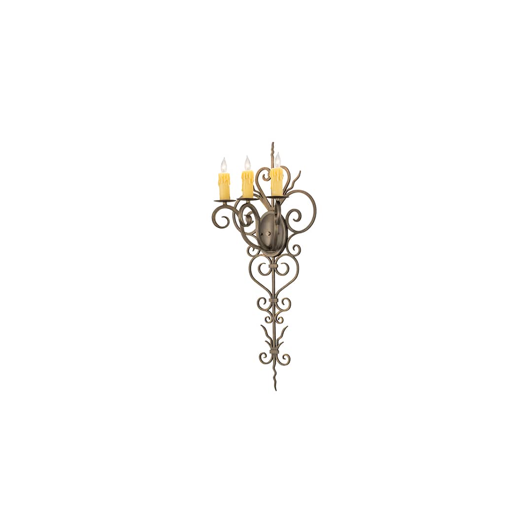 3 Light 36" Tall Wall Sconce