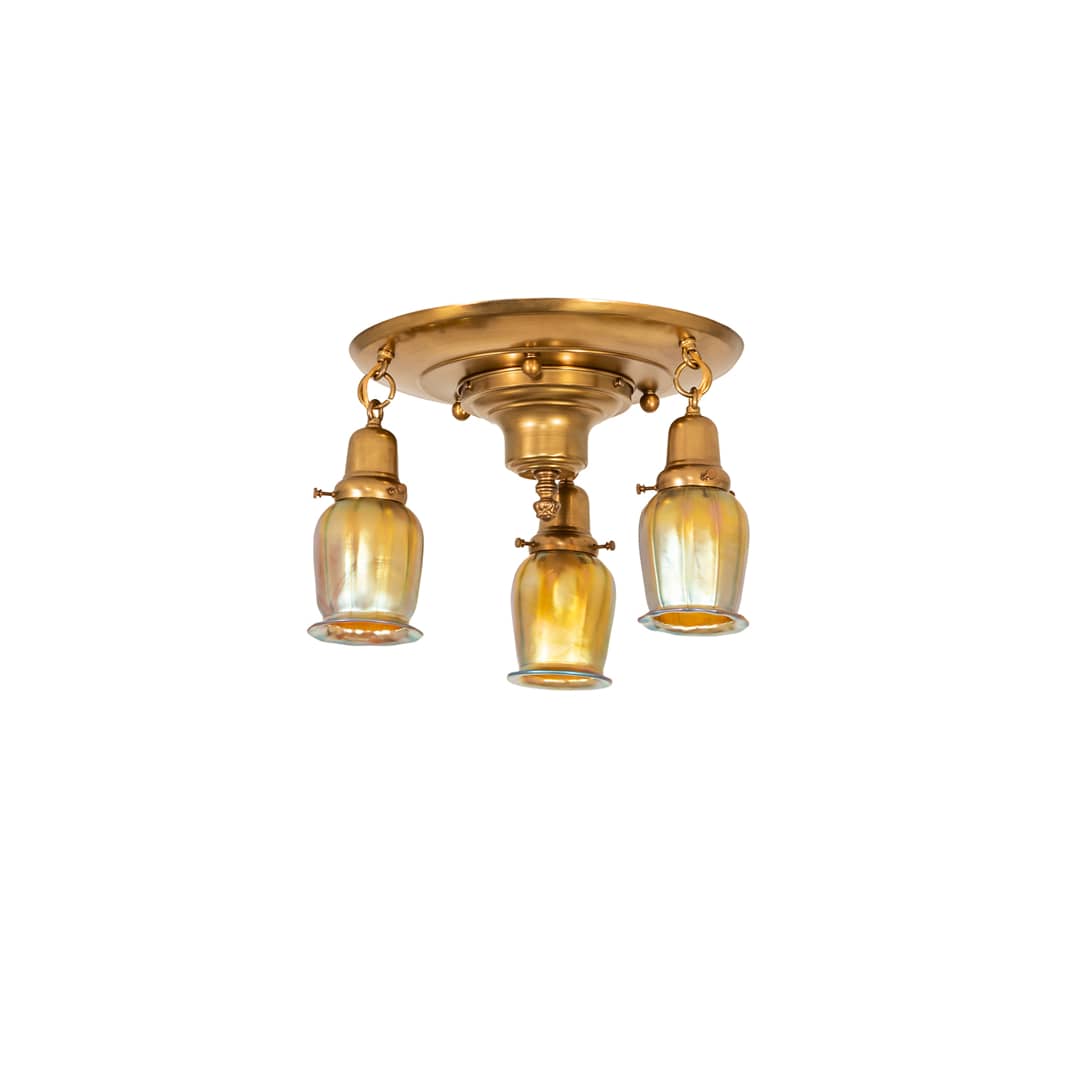 Revival Favrile 3 Light 18" Wide Semi-Flush Ceiling Fixture