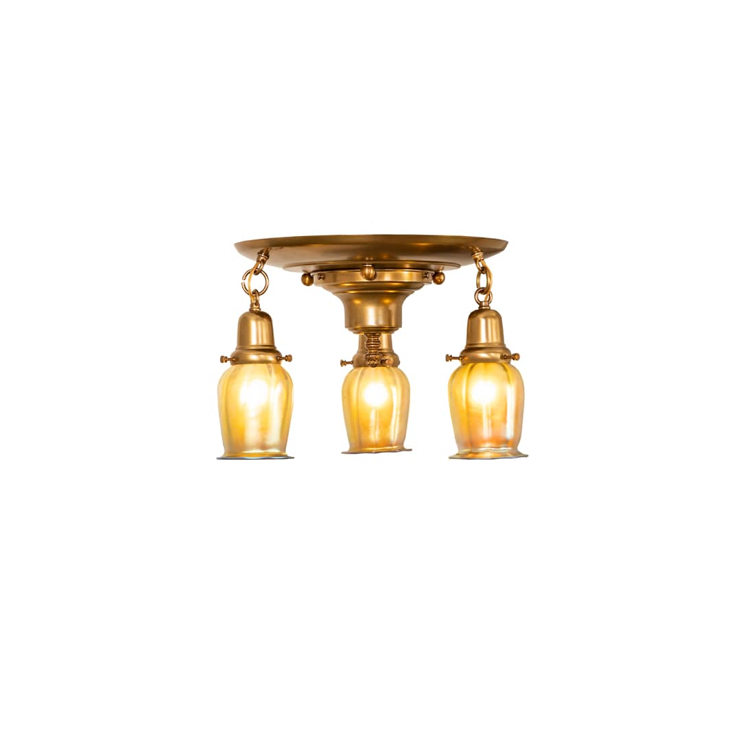 Revival Favrile 3 Light 18" Wide Semi-Flush Ceiling Fixture
