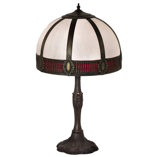 Gothic 3 Light 27" Tall Buffet, Tiffany Table Lamp with Art Glass Shade