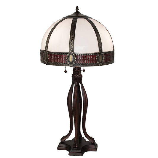 Gothic 3 Light 31" Tall Buffet, Tiffany Table Lamp with Art Glass Shade