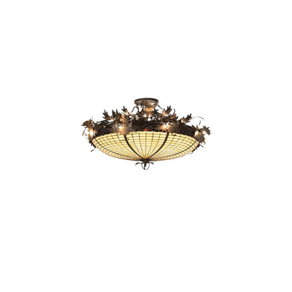 Acorn and Oak Leaf 8 Light 48" Wide Semi-Flush Bowl Ceiling Fixture