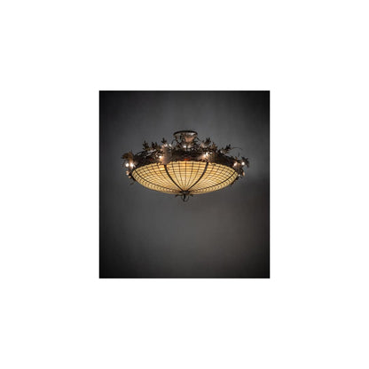 Acorn and Oak Leaf 8 Light 48" Wide Semi-Flush Bowl Ceiling Fixture