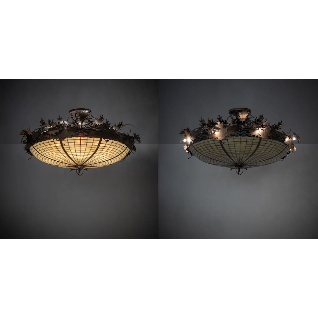 Acorn and Oak Leaf 8 Light 48" Wide Semi-Flush Bowl Ceiling Fixture
