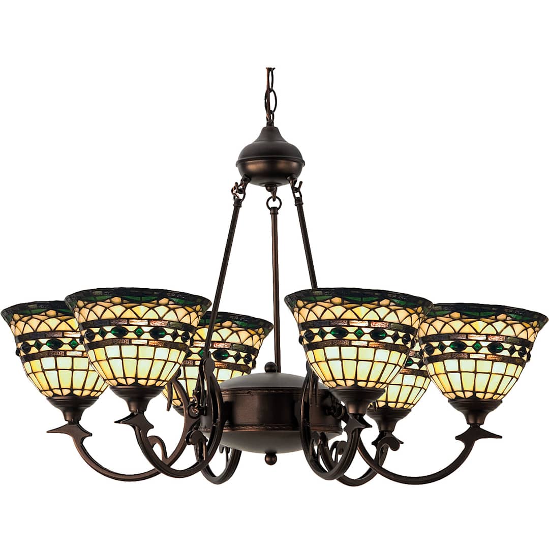 Tiffany Roman 6 Light 32" Wide Chandelier with Tiffany Glass Shade