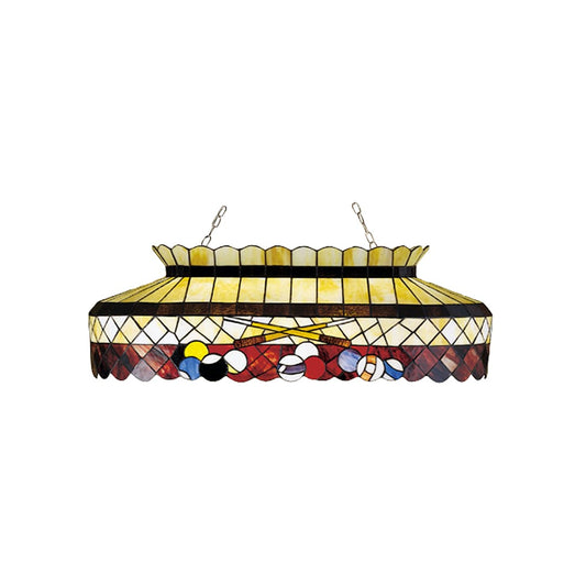 Burgundy 6 Light 40" Wide Billiard Chandelier with Tiffany Glass Shade