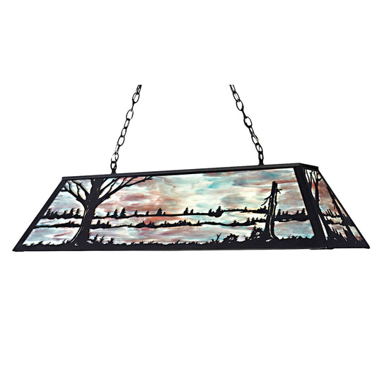 Quiet Pond 9 Light 48" Wide Billiard Chandelier with Multi-colored Glass Shade