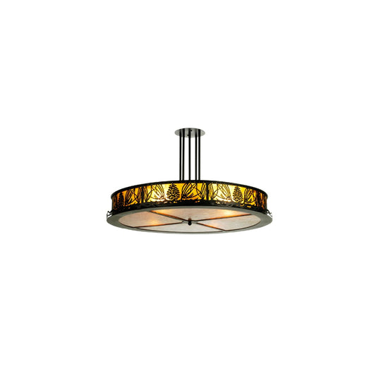 Mountain Pine 4 Light 36" Wide Semi-Flush Drum Ceiling Fixture - Textured Black Finish