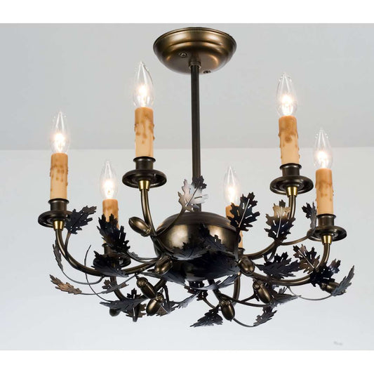 Oak Leaf and Acorn 6 Light 18" Wide Taper Candle Chandelier
