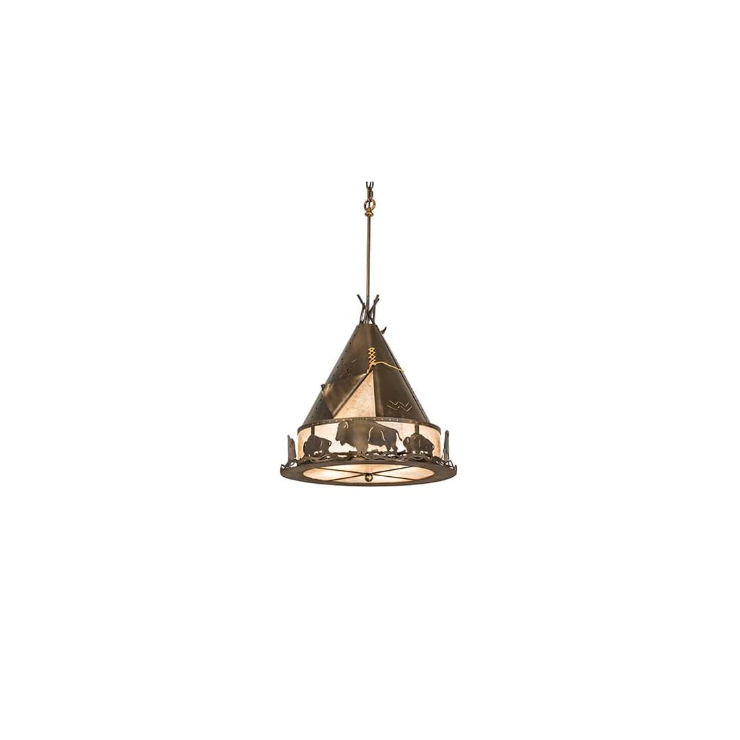 Teepee w/ Buffalo 4 Light 20" Wide Pendant