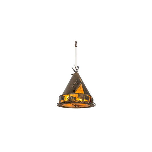 Teepee w/ Buffalo 4 Light 20" Wide Pendant