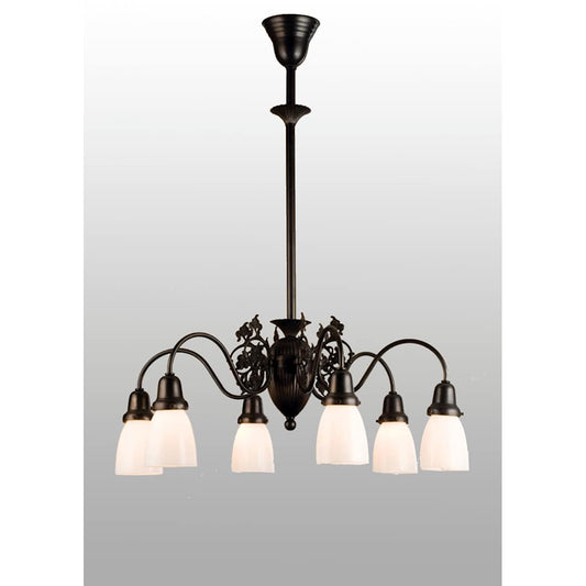 Binghamton Goblet 6 Light 27-1/2" Wide Chandelier with White Glass Shade