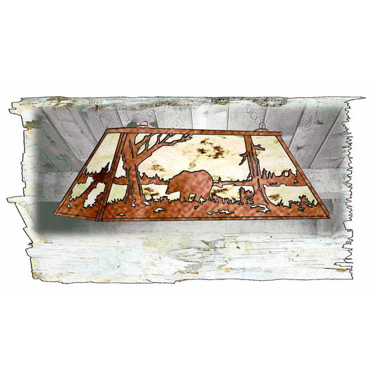 Bear at Lake 9 Light 17" Wide Linear Chandelier with Silver Mica Shade