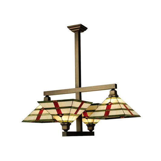 Prairie Arrowhead 4 Light 38" Wide Chandelier with Tiffany Glass Shade