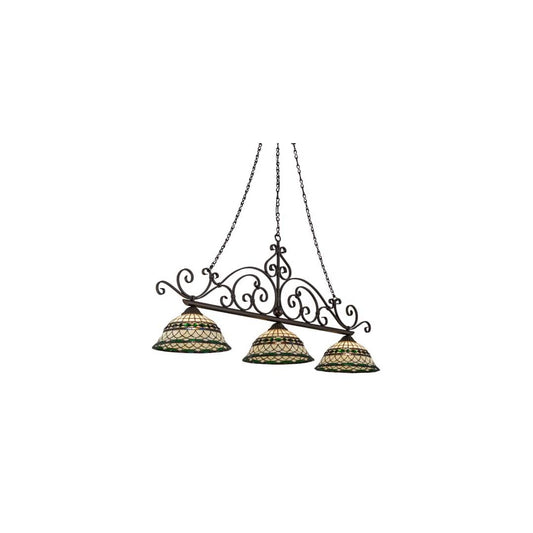 Long Tiffany Roman 3 Light 16" Wide Linear Pendant
