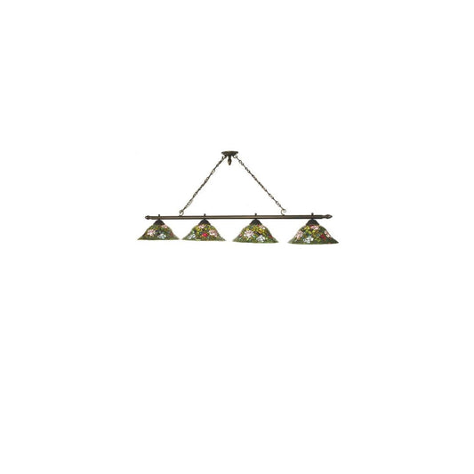 Long Tiffany Rosebush 4 Light 16" Wide Linear Pendant