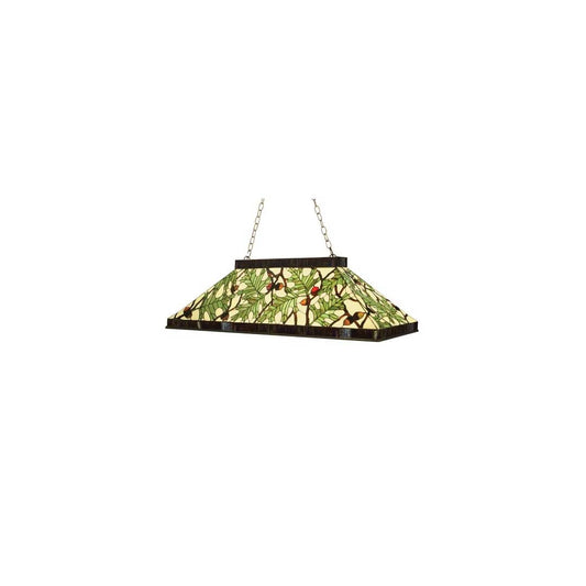 Long Acorn and Oak Leaf 3 Light 18" Wide Linear Pendant