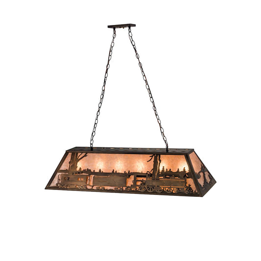 Train 9 Light 48" Wide Billiard Chandelier with Silver Mica Shade