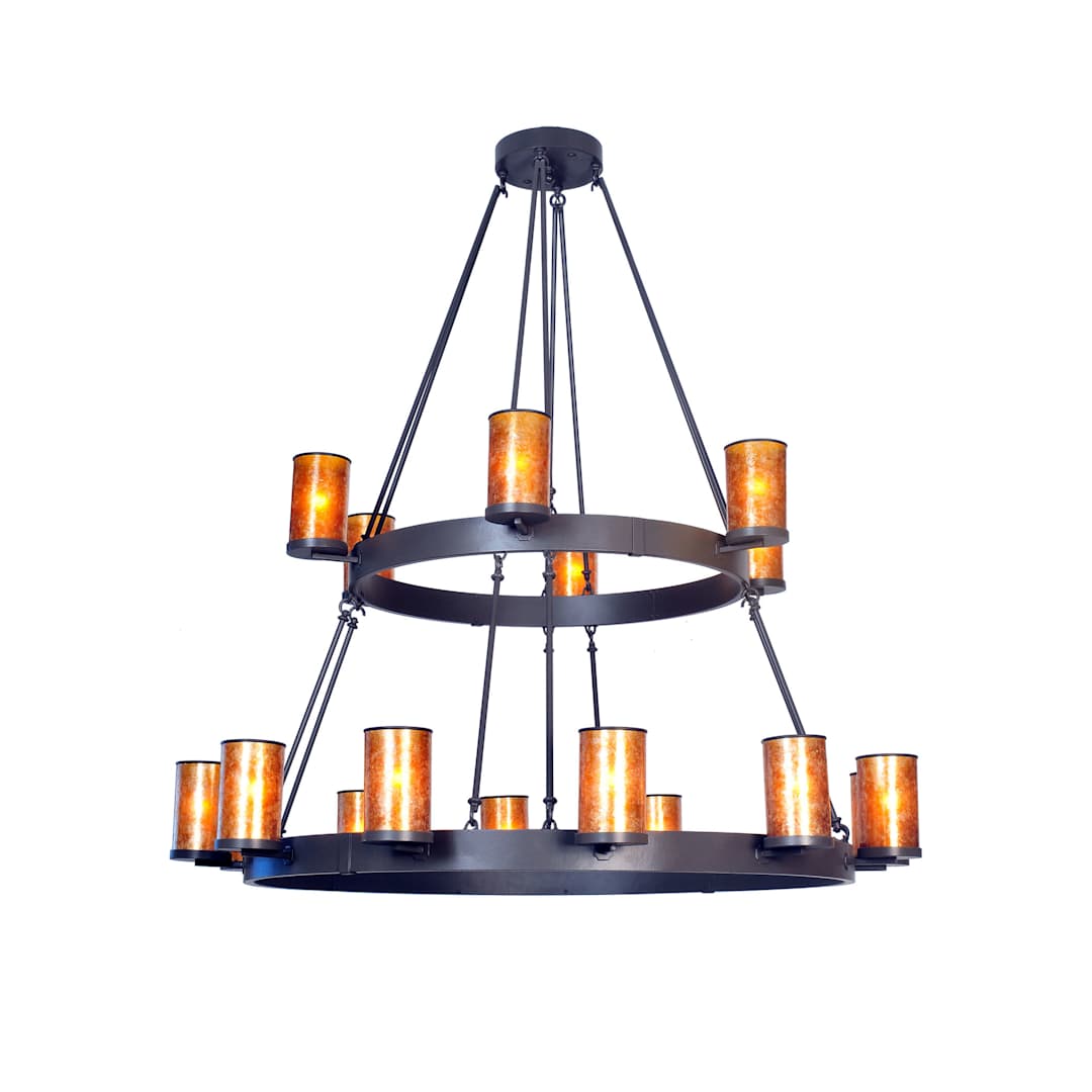Chappell 18 Light 66" Wide Pillar Candle Chandelier with Brown Mica Shade
