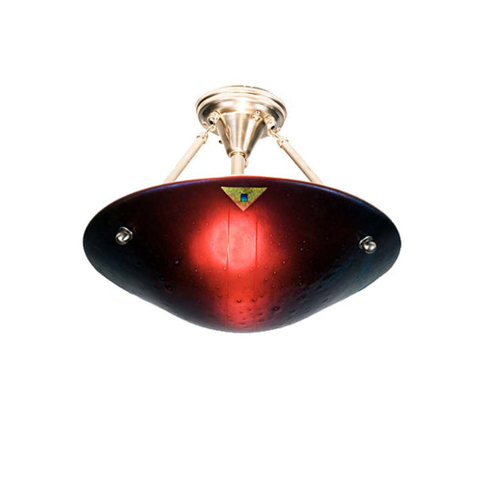 Metro Fusion 2 Light 18" Wide Semi Flush Ceiling Fixture with Red Glass Shade
