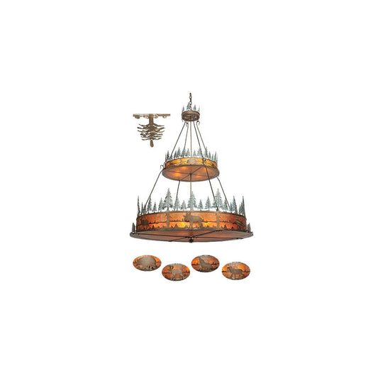Wildlife at Pine Lake 12 Light 72" Wide Drum Chandelier