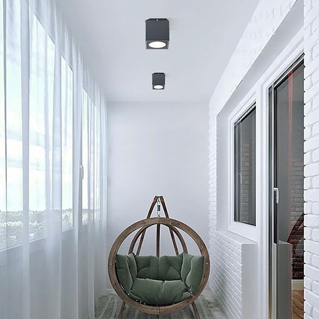 Minimalist Outdoor LED Ceiling Light Square Downlight for Villa Corridor Balcony