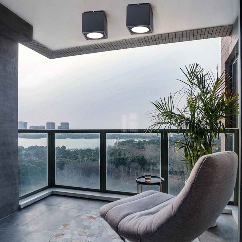 Minimalist Outdoor LED Ceiling Light Square Downlight for Villa Corridor Balcony
