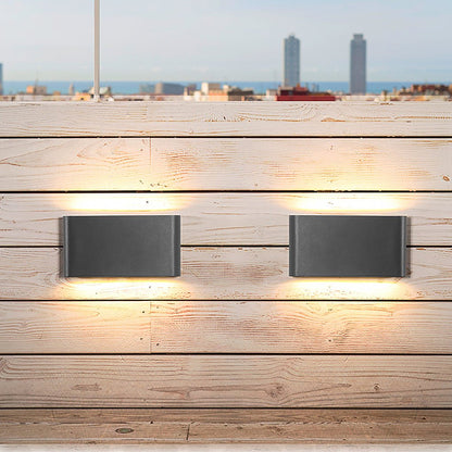 2-Light Black Modern Low Profile Exterior Porch LED Slim Outdoor Up Down Wall Light